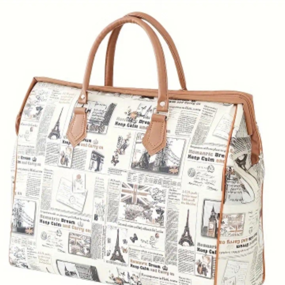 Stylish Newspaper Print Women's Bag